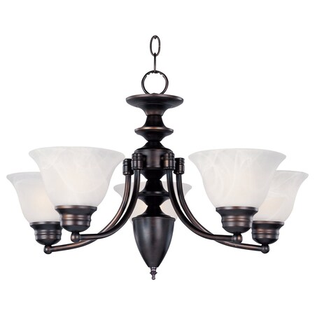 Maxim Five Light Oil Rubbed Bronze Marble Glass Up Chandelier 2699MROI